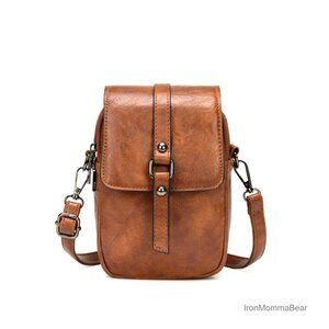 Small Leather Crossbody Bag with Guitar Strap Mini Crossover Shoulder Purse